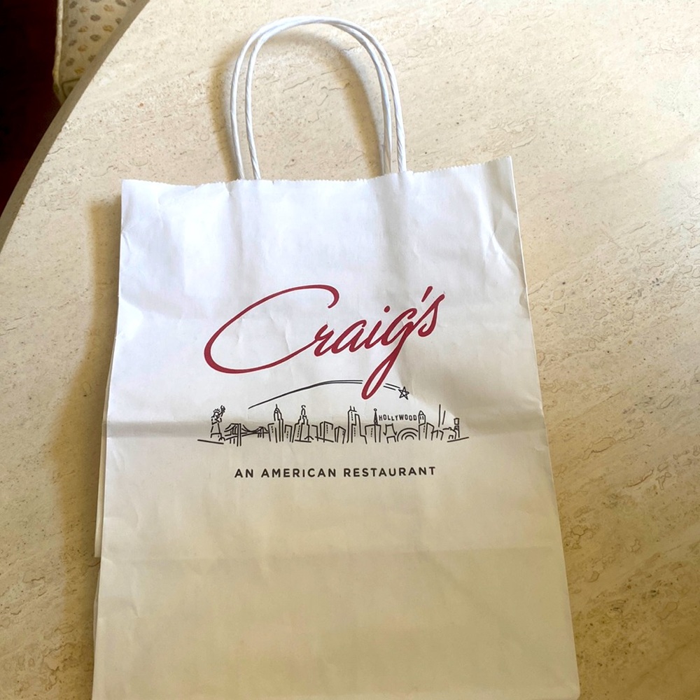 CRAIGS RESTAURANT TAKE HOME BAG